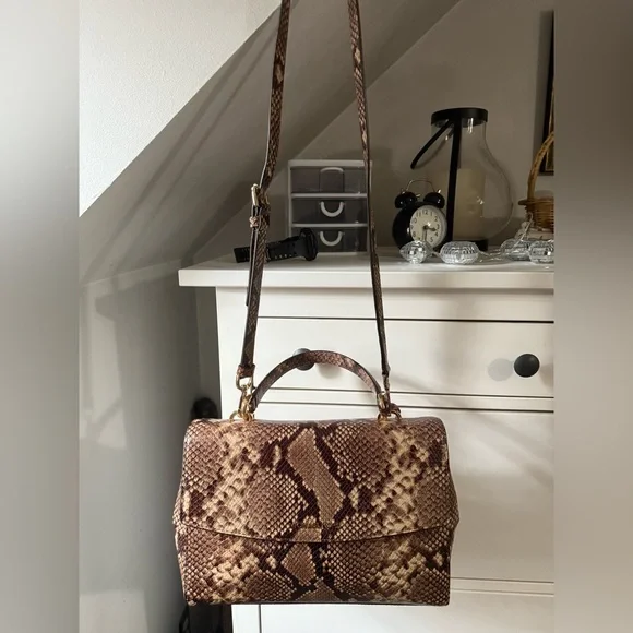 Michael Kors Tan Snake Print Satchel - Picture 10 of 11